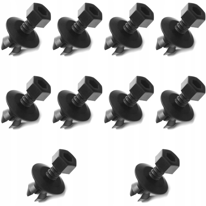 Комплект от 10 фиксиращи скоби, за Volkswagen Passat, Audi Q5, прагова лайсна, пластмасова, черна