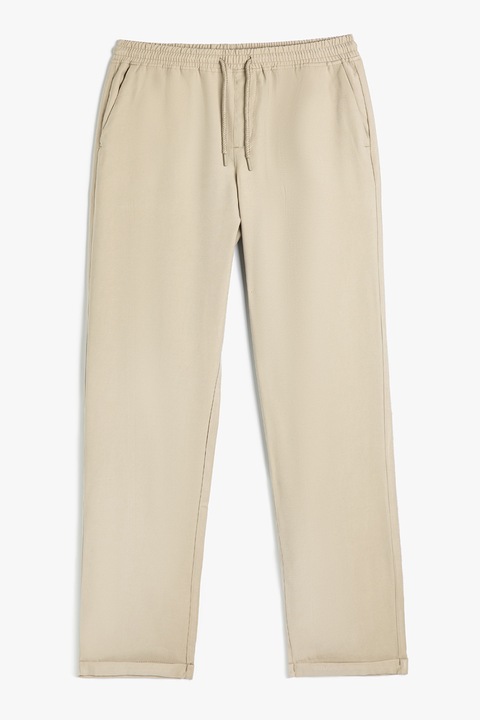 KOTON, Pantaloni de trening cu snur si buzunare laterale, Maro deschis, 38