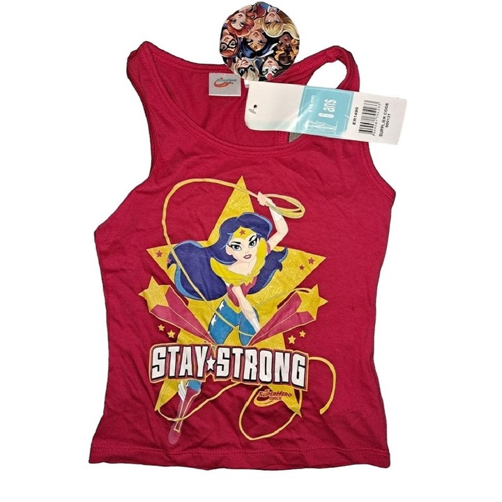 DC Comics DC Super Hero Girls tank felső lányoknak ER1490, pamut, piros, többszínű, 6 év, 116 cm