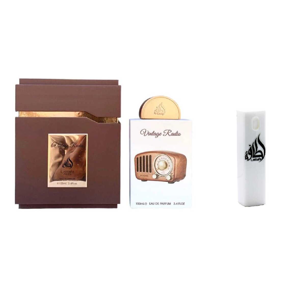 Set Apa de parfum, Lattafa Pride Vintage Radio Unisex 100ml cu Kit