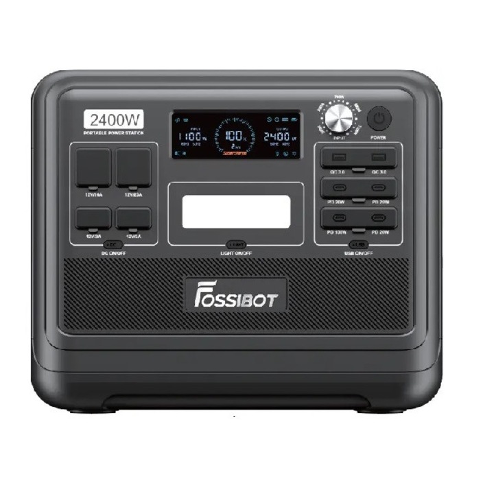 Преносима зарядна станция Fossibot F2400, Черна, 2400W, 2048Wh, 640000mAh