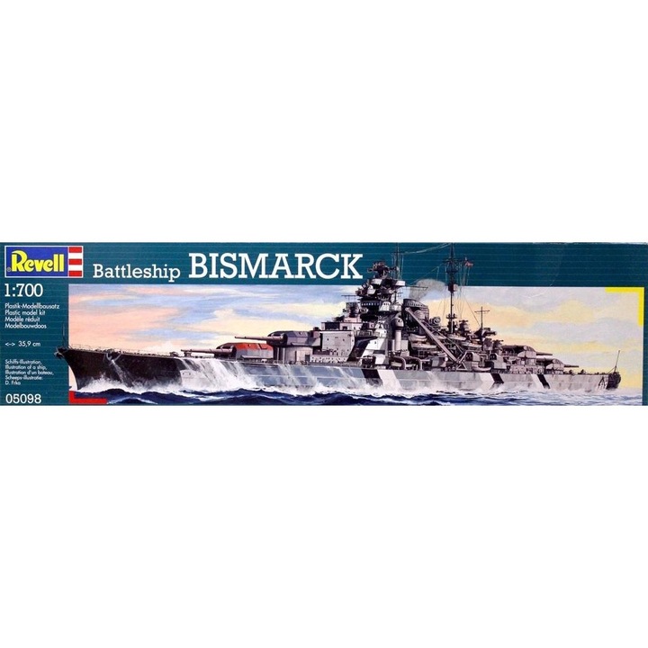 Összeszerelő modellkészlet, Bismarck csatahajó, 1:700, 359 mm, 5. nehézségi fokozat, többszínű