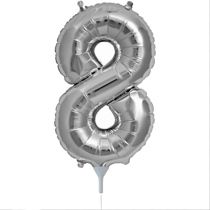 8-as számú fólia lufi ezüst 41 cm - A9909676,