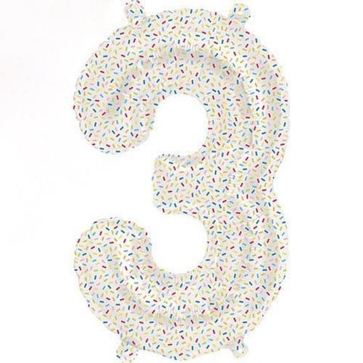 3-as számú konfetti fólia lufi 41 cm - NB01280