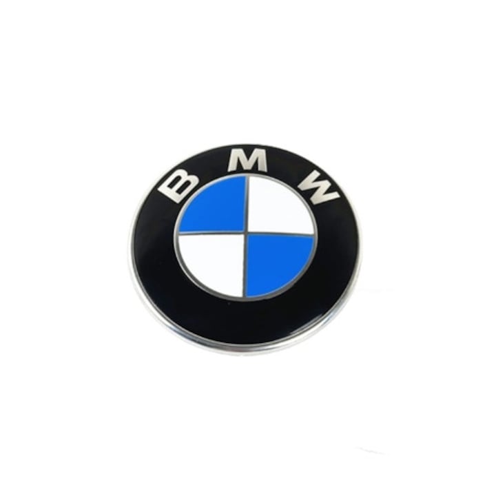 BMW embléma, JENOUS, 82 mm, motorháztetőre vagy csomagtartóra rögzíthető, fehér-kék