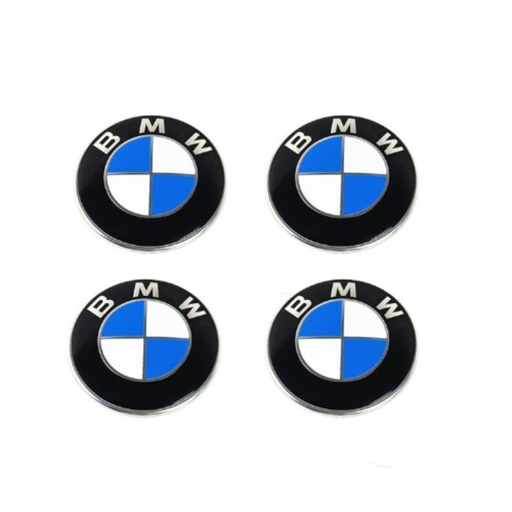 Комплект 4 капачки BMW за Алуминиеви джанти, JENUOS®, 68 мм, бяло-сини
