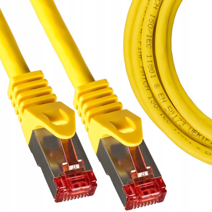 LAN Интернет кабел 3м Vayox, Кат. 6, F/FTP Ethernet, RJ45 конектор, широко използван в домашни и промишлени приложения, 10 Gb/s, 250 Mhz, устойчив на атмосферни влияния, UV устойчив за рутер/игри/модем/телевизор, жълт