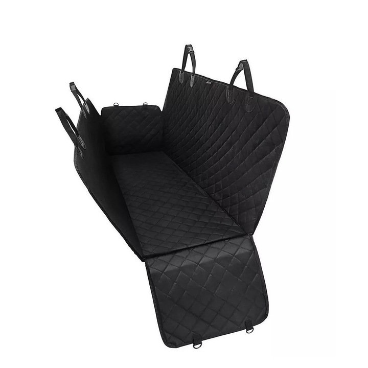 Autós üléshuzat állatokhoz és szállításhoz, univerzális, kutyáknak és macskáknak, hátsó ülés védelmet nyújt, vízálló, csúszásmentes, fekete