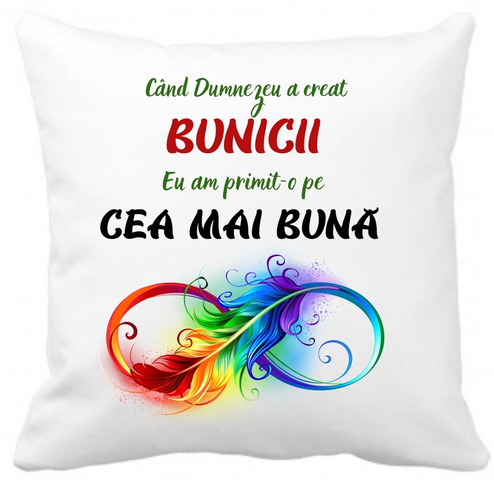 Perna cu husa detasabila, pentru cea mai buna bunica, 40x40 cm