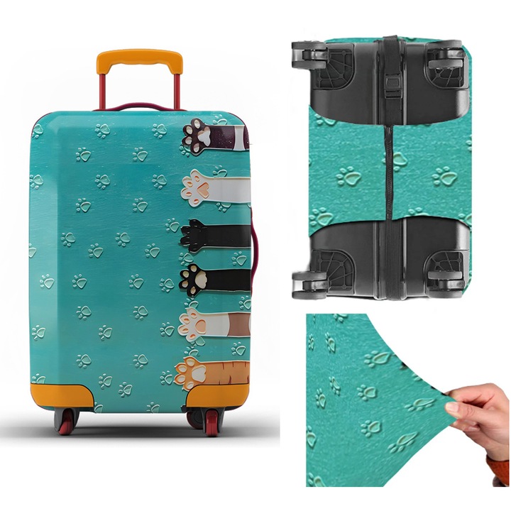 Husa protectie troler, XGETOP®, model gheare de pisica, elastica, cu inchidere velcro, poliester, marimea L, maxim:70x50x30cm
