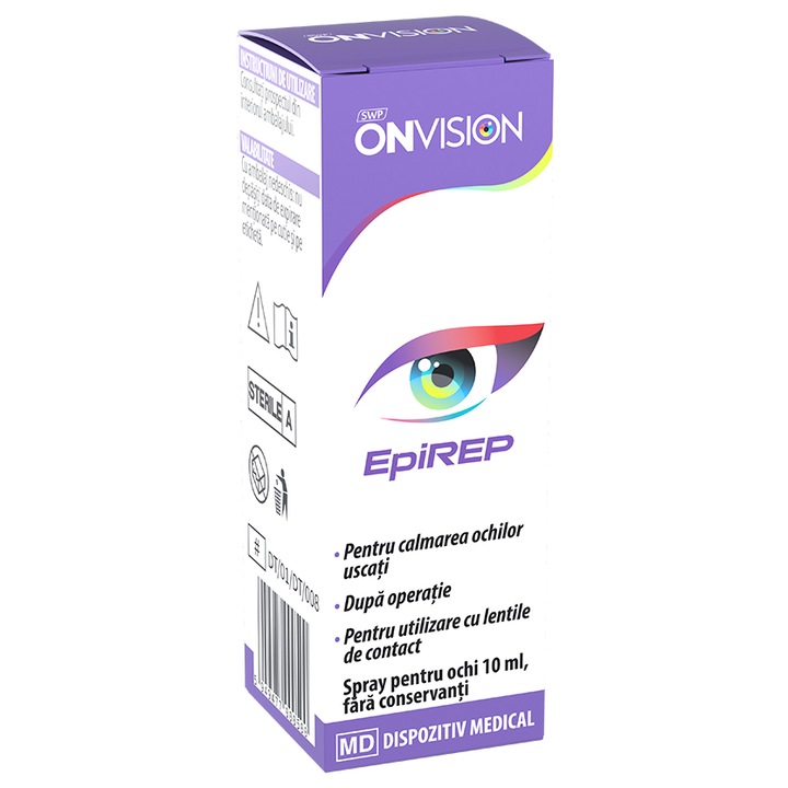 Onvision Epirep, Sun Wave Pharma, Extract de mușețel, pentru calmarea ochilor, extract de albăstrele, acid hialuronic, 10 ml