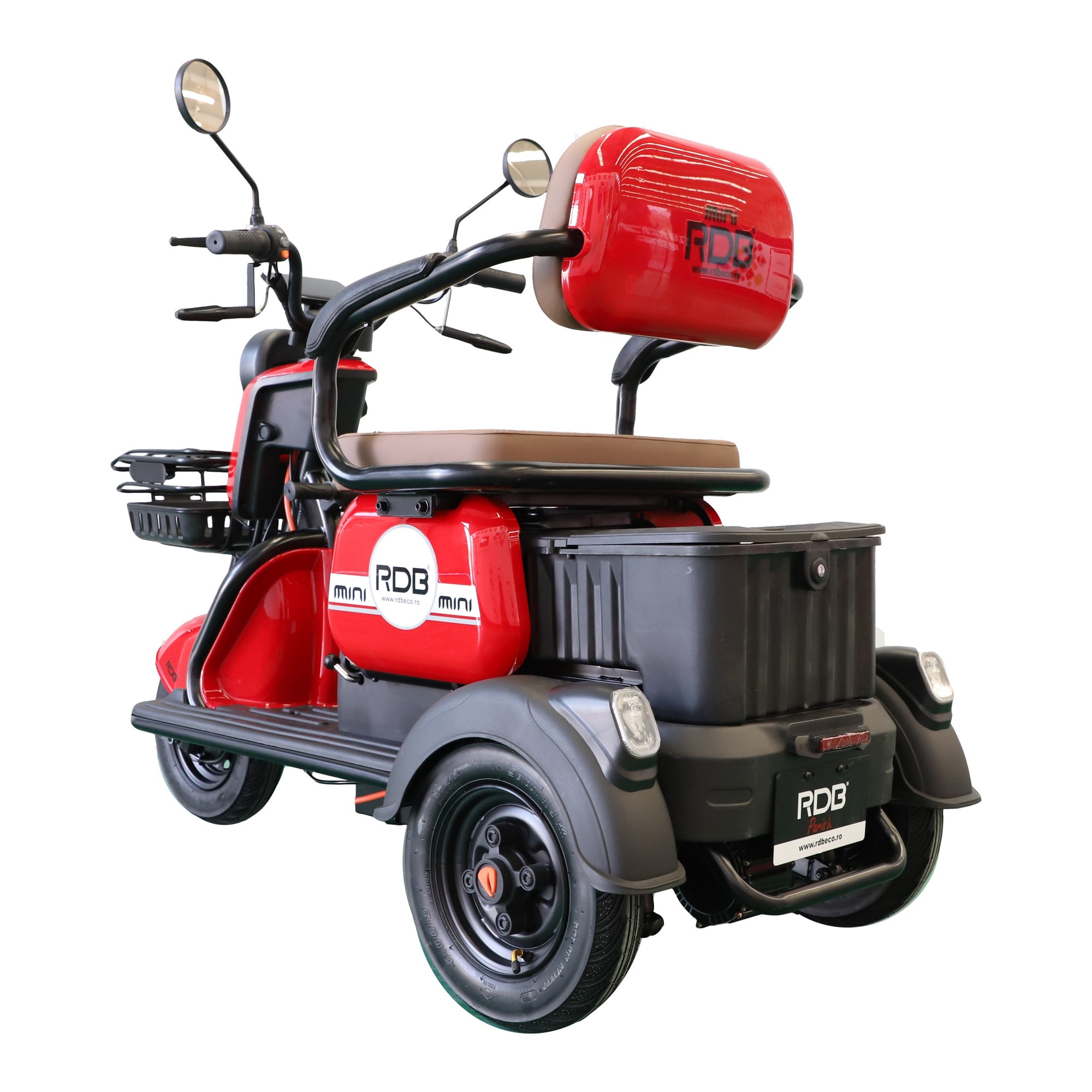 Triciclu Electric RDB MINI, fara permis, 2000W, 25km/h, Rosu+CIV