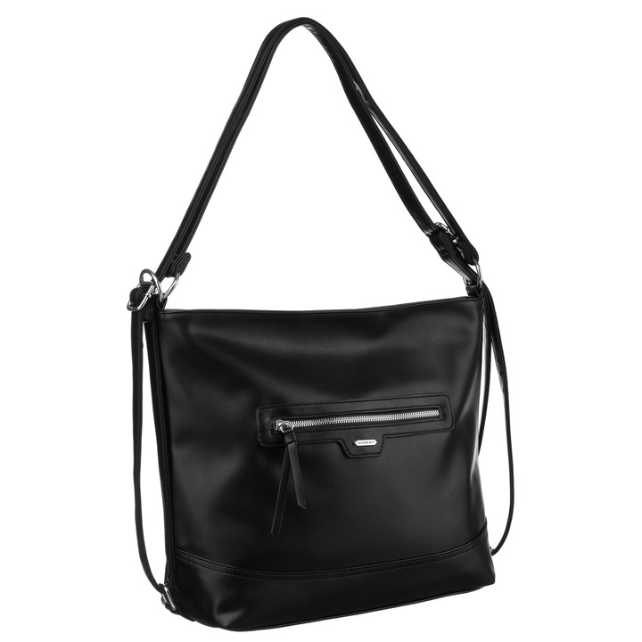 Női ökológiai bőrtáska, fekete, Rovicky R-073-02, 33 x 42 x 12 cm