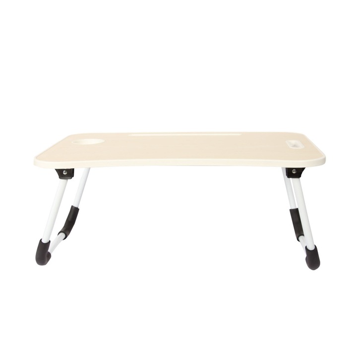 Masa pliabila multifunctionala cu sertar si suport pahar, alba, 59.7x40cm