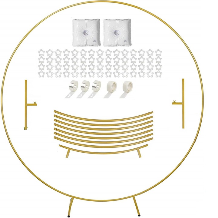 Кръгла арка за балони 2 м, метална опора, с панделка за балони и аксесоари, за сватба, рожден ден, фон за снимки, парти аксесоари, декорации