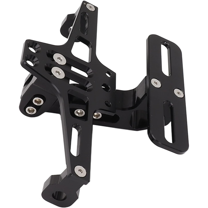 Suport numar moto reglabil aluminiu iluminat led scuter Latauar, negru