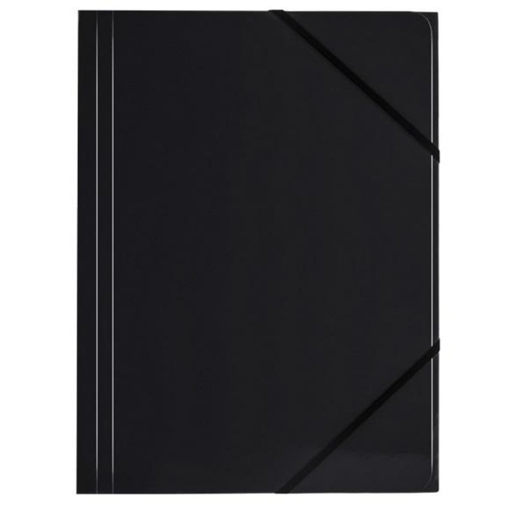Set 6 mape A4 cu elastic Tetis, carton lacuit, negru, 320x240mm