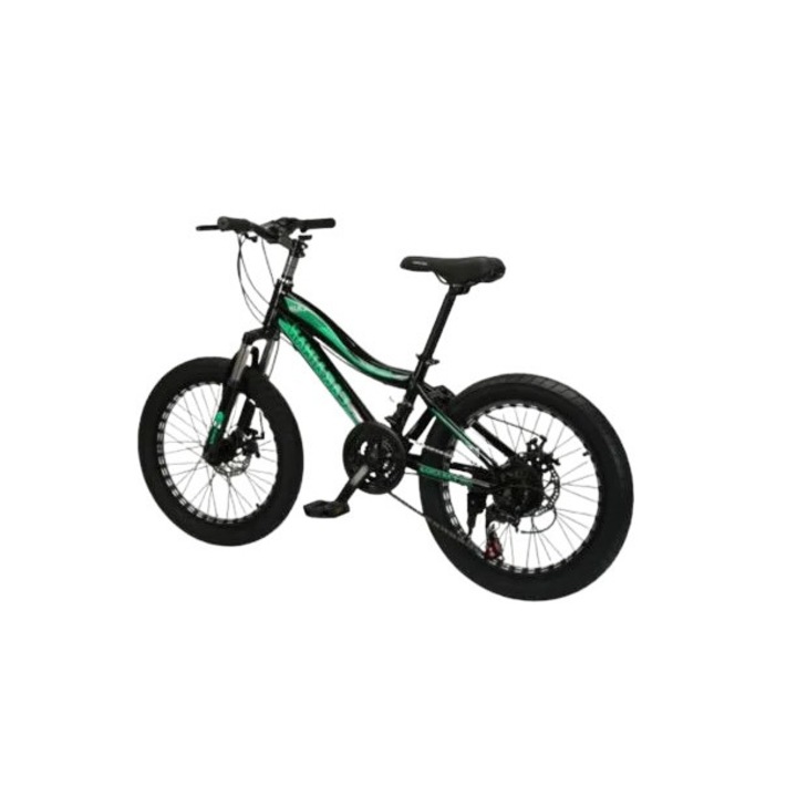 CARAIMAN 2024 kerékpár, 20 MTB, 20 hüvelykes, acél váz, tárcsafékek, 7-12 éves gyerekeknek, fekete-zöld