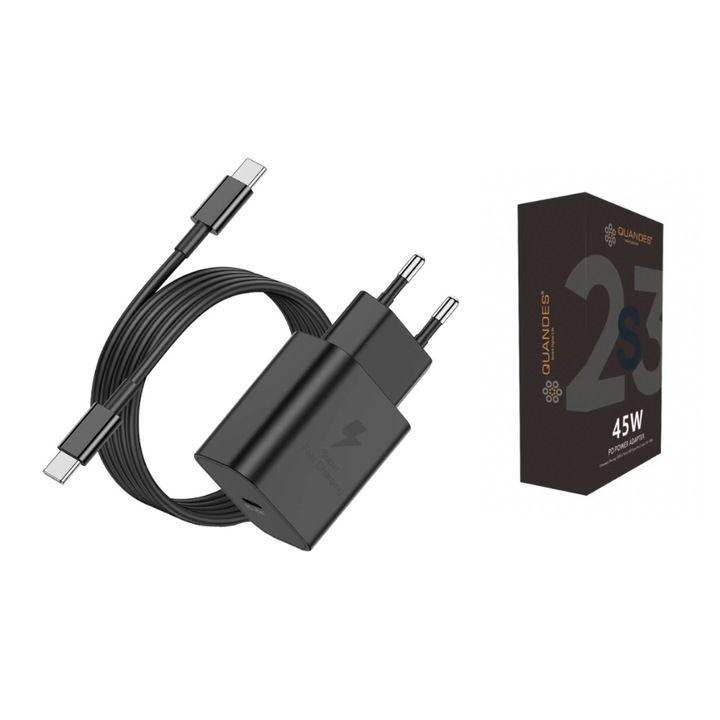 45 W-os T4510 fali töltőkészlet, szupergyors töltés, Samsung S24 Ultra és S23 készülékekkel kompatibilis, 5A DC adatkábel, 1,8 m