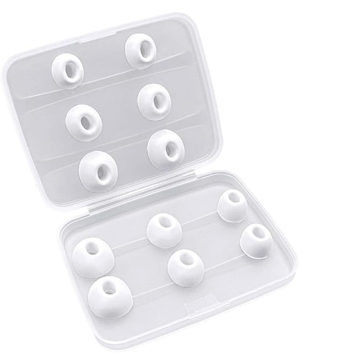 Set 6 perechi dopuri casti, Silicon, Pentru Apple AirPods Pro/AirPods Pro 2, Alb