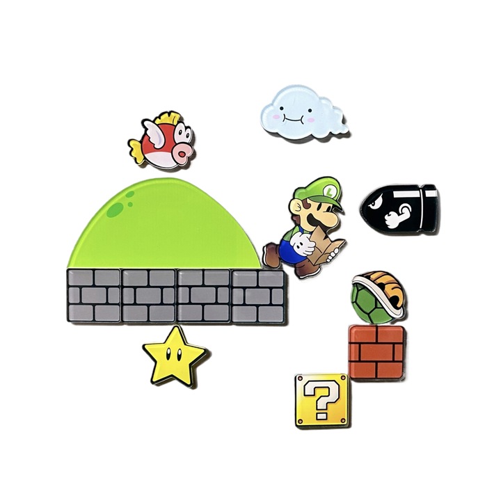 Super Mario mágneskészlet, akril, többszínű