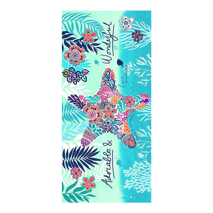 Prosop de plaja Angmar, Microfibra, Multicolor, 70x140cm