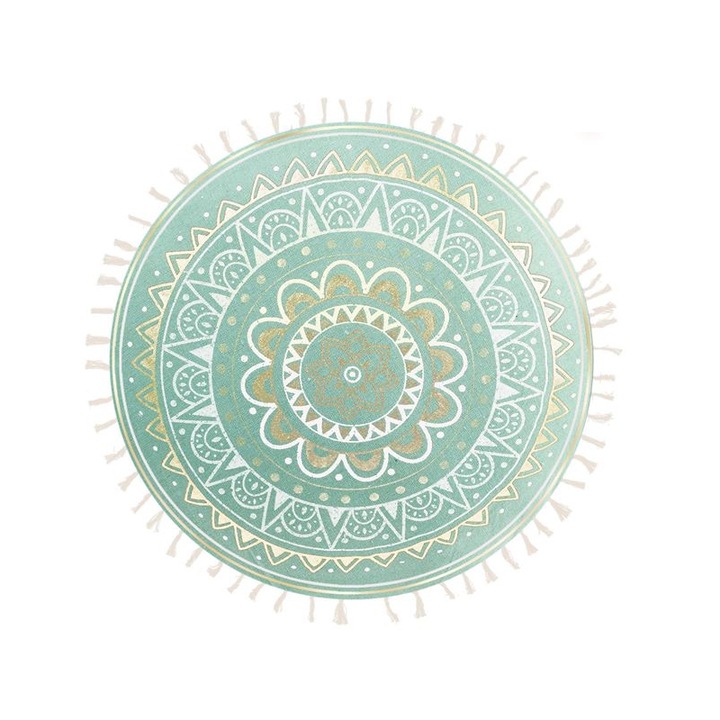 Perna decorativa, 40x10 cm, Verde cu franjuri, Poliester/Bumbac, ATU-083901