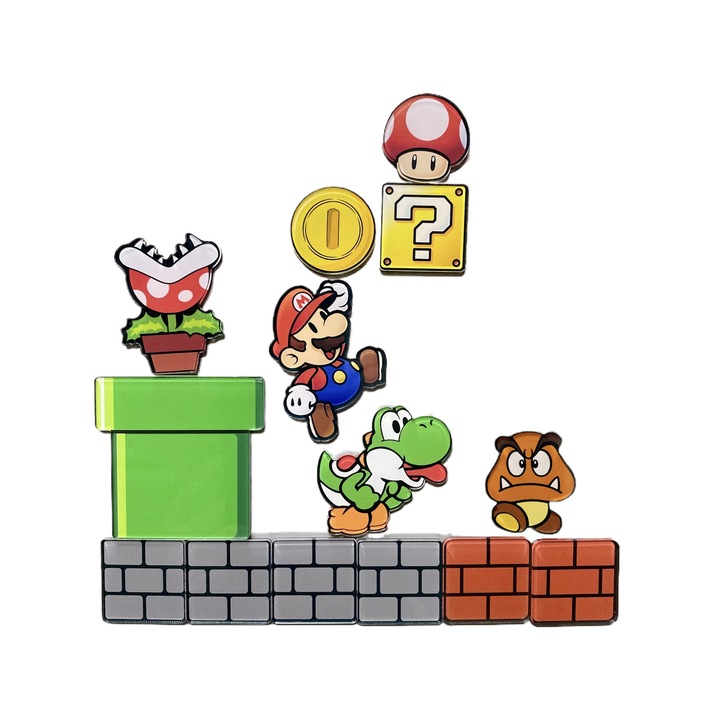 Super Mario mágneskészlet, akril, többszínű