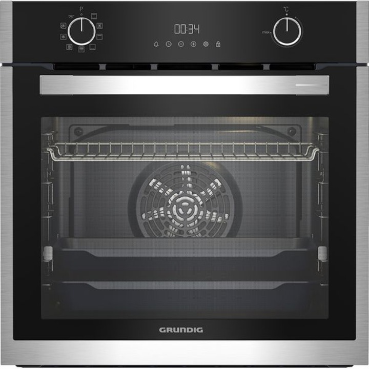 Фурна за вграждане GRUNDIG GEBM19300BMP, Електрическа, Пиролитично самопочистваща се, 72 л, Клас A+, Неръждаема стомана против пръстови отпечатъци