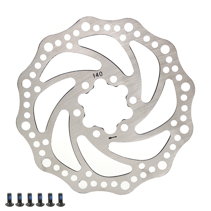 Disc frana bicicleta, Gioio, Otel, Argintiu, 140mm