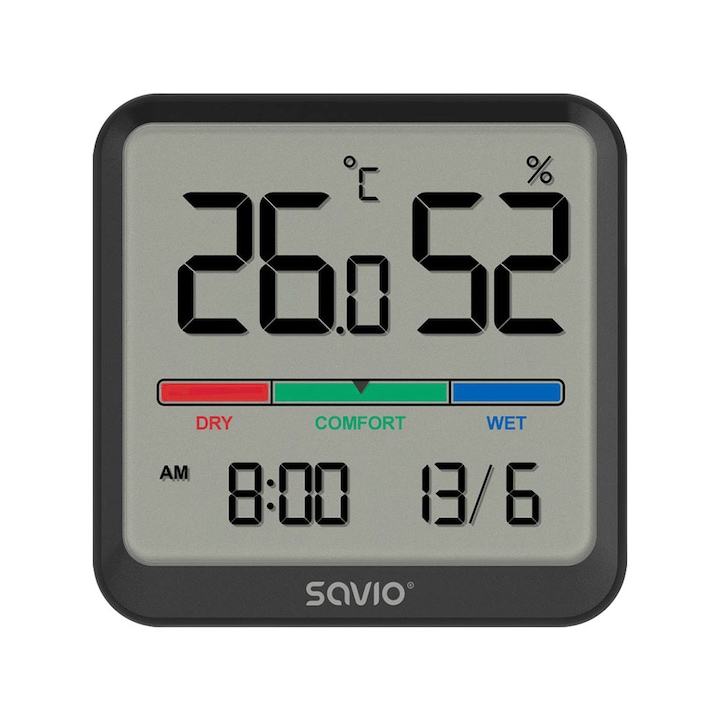 Monitor de temperatura si umiditate Savio CT-01/B, Negru