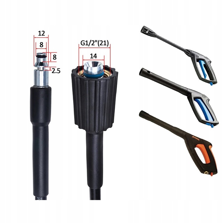 Furtun de inalta presiune Rosfix, Quick Connect, 5m, rezistent la abraziune, 200 Bar