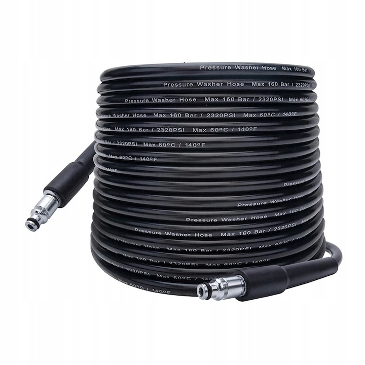 Gyorscsatlakozó tömlő Bosch nagynyomású mosóhoz, Rosfix, PVC / Nylon, Kopásálló, 200 bar, 5 m, Fekete