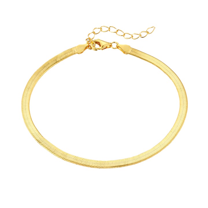 Bratara Snake/Herringbone dama, Otel Inoxidabil, Auriu, 4mm, 16+5cm