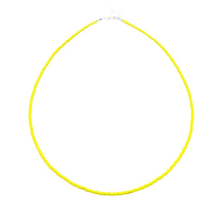 Colier cu margele Miyuki Delica Galbene si inchidere din Argint 925, reglabil 39-42 cm