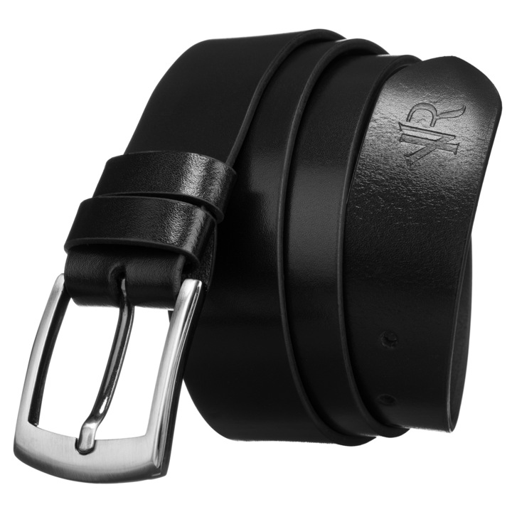 Férfi nadrágöv, természetes bőr, fekete, Rovicky x 3,7 x 0,3, Fekete, 140