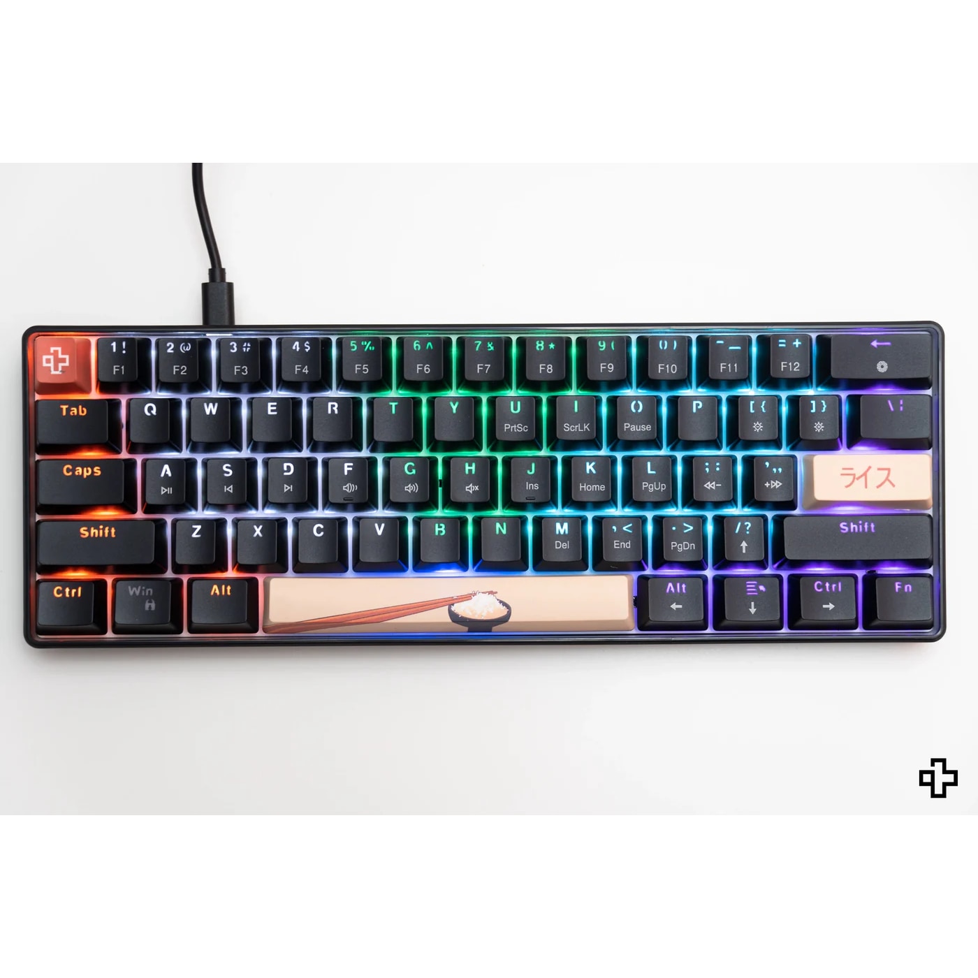 Tastatura mecanica gaming QwertyKey Rice V2 Neagra, Hotswap