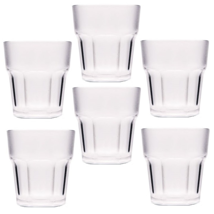 Set 6 pahare whisky RAKI, 250ml, D8, 4xh9cm, policarbonat