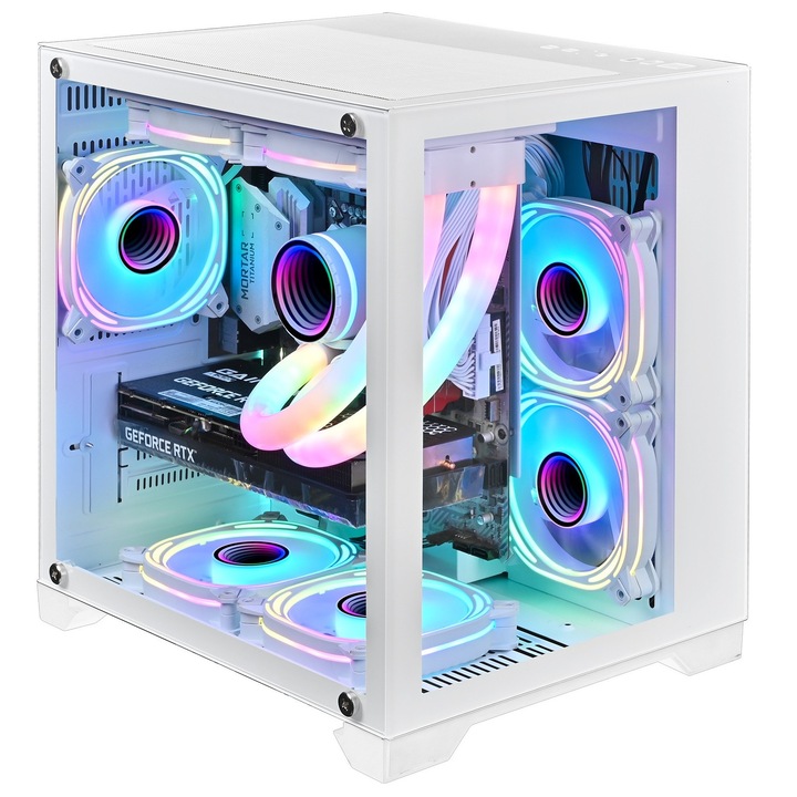 Sistem PC Gaming 1stPlayer® cu Intel® Core™ i5 12400F Alder Lake 4.4 GHz, 32GB DDR4, SSD 1TB M.2, placa video GeForce® RTX™ 3050 6 GB GDDR6, liquid cooling, aRGB, Tempered Glass, MV5W56, No OS