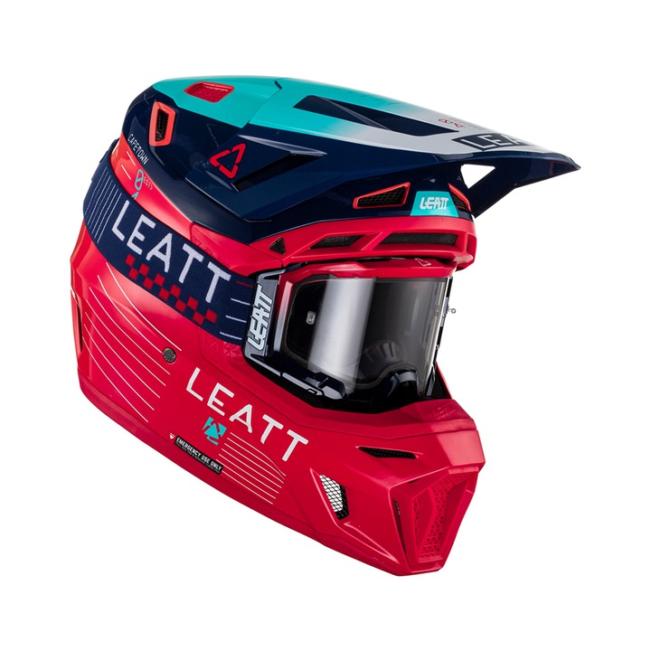 Casca moto Leatt 8.5 V23, set cu ochelari Velocity 5.5, multicolor, XXL (63-64cm)
