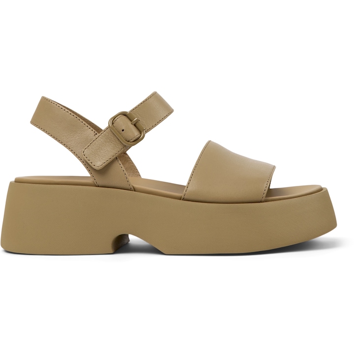 Camper, Sandale din piele cu talpa demi-wedge Tasha, Maro