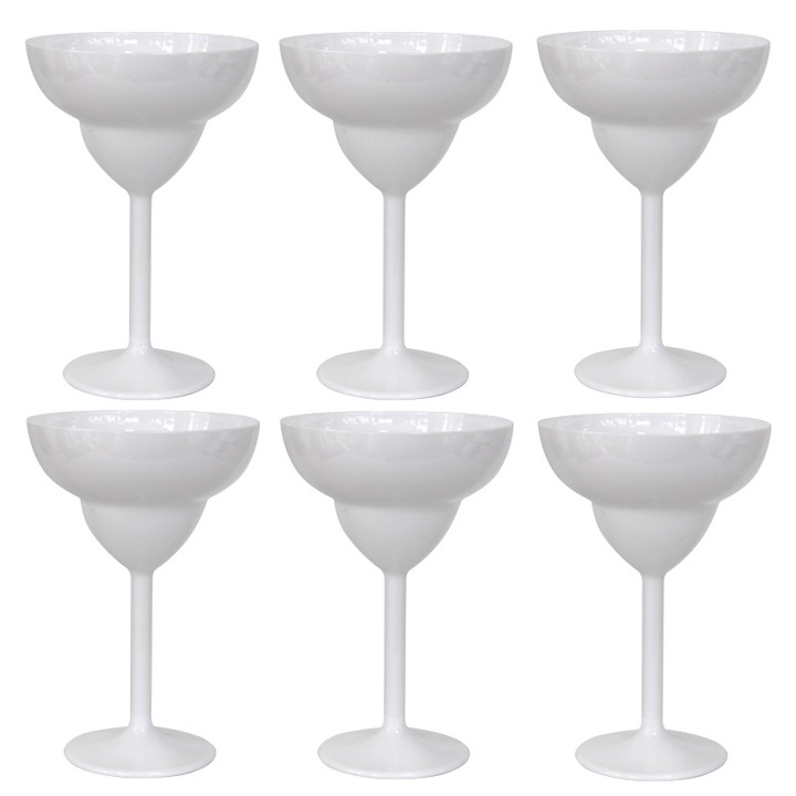 Set 6 pahare Margarita RAKI, 350ml D11, 8xh17, 5cm, policarbonat, albe