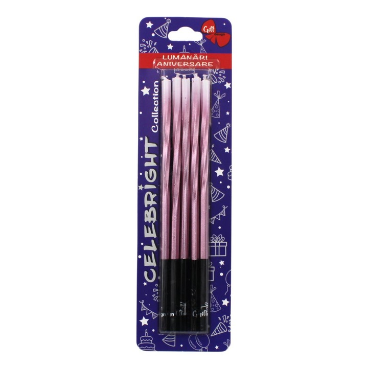 Set 5 lumanari tort roz prafuit Celebright 14.5cm