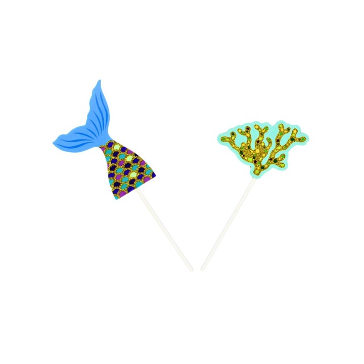 Топер за торта със синя опашка на русалка