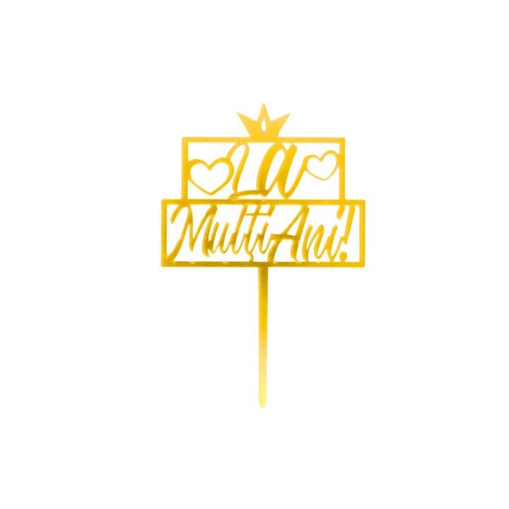 Честит рожден ден златна корона топер за торта