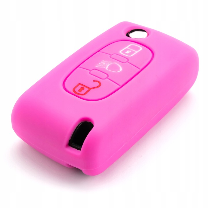 Husa Cheie Auto, Cu 3 Butoane, Pentru Citroen C2, C3, C4, C5, C6, Peugeot 207, 307, 308, 407, Silicon, Roz