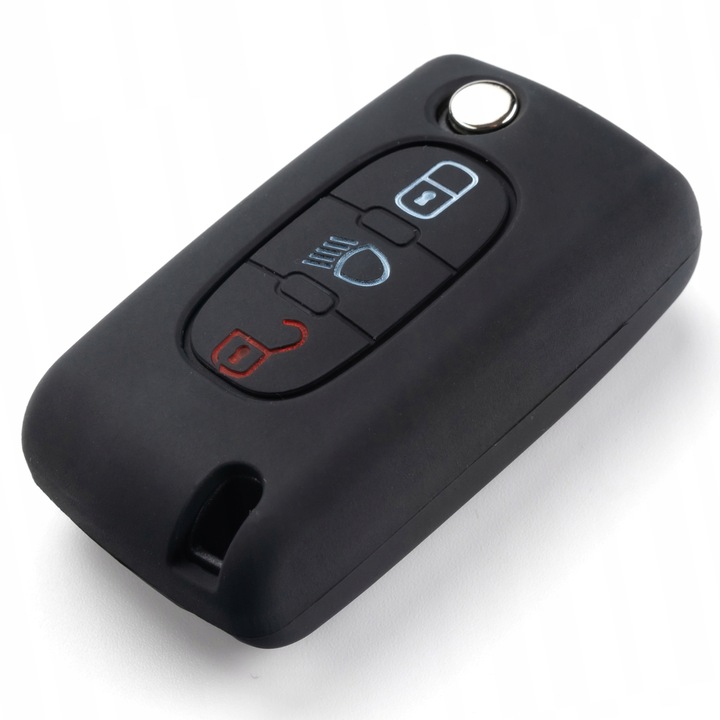 Husa Cheie Auto, Cu 3 Butoane, Pentru Citroen C2, C3, C4, C5, C6, Peugeot 207, 307, 308, 407, 607, Partner, Silicon, Negru