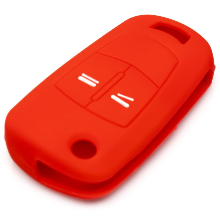 Autókulcs tok, 2 gombos, Opel Astra H, Corsa D, Vectra C FL, Zafira B, Antara, Tigra B modellekhez, Szilikon, Piros