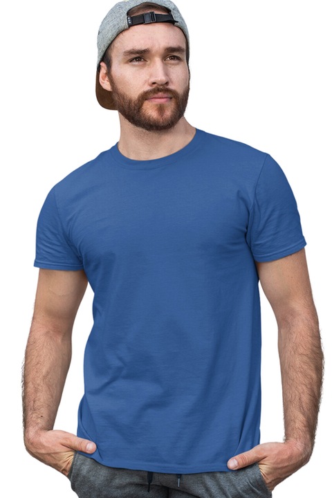 Tricou barbat din bumbac 100%, Casual Regular Fit, Albastru