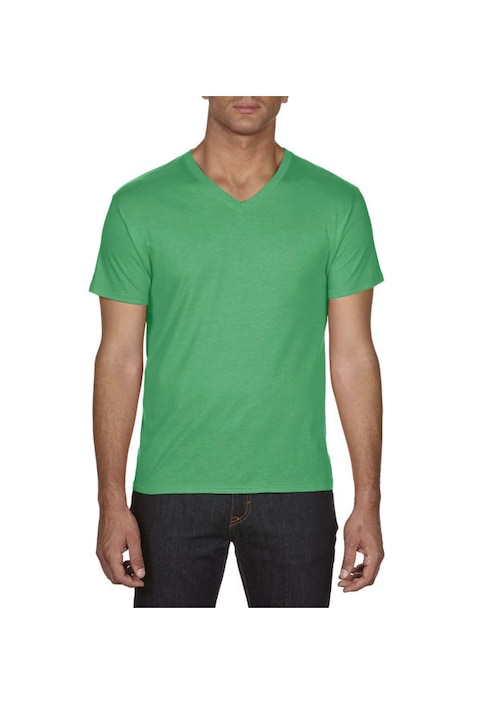 Тениска с V-образно деколте, Зелен